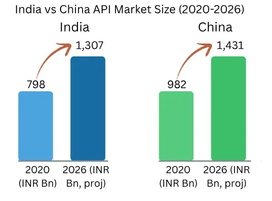 india vs china api market size